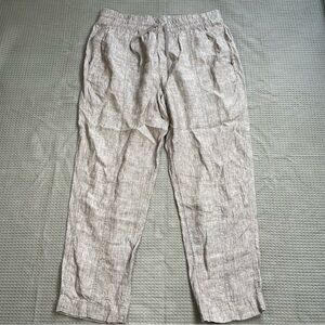 Athleta Retreat Linen Pants Large Women’s High Rise Tapered Ankle Brown
